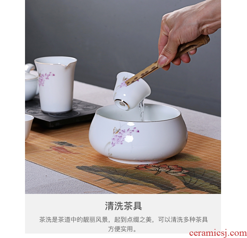 Old looking cixin qiu - yun, kung fu tea accessories large ceramic tea to wash the colour white porcelain cup writing brush washer wash hydroponic flower pot
