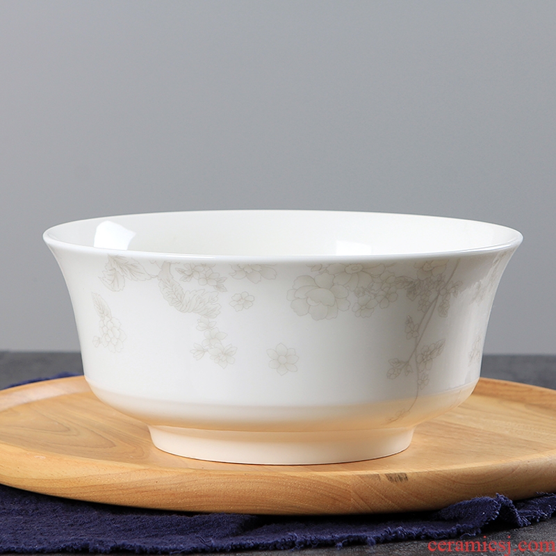 Jingdezhen ceramic household rice bowl Chinese creative contracted for a single 8 inches large rainbow noodle bowl bone porcelain tableware