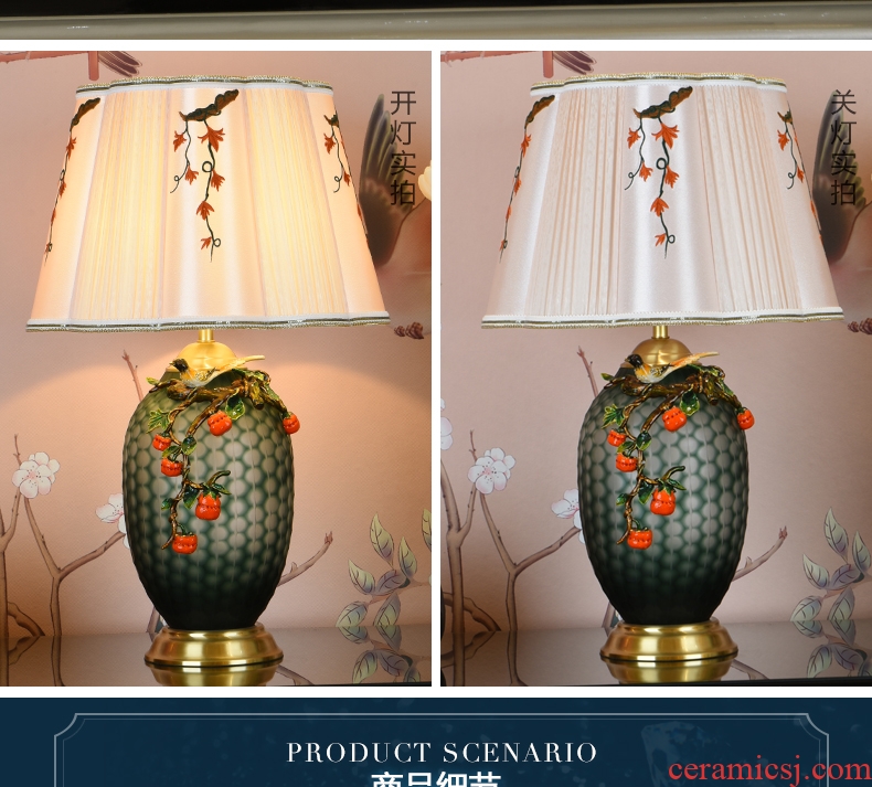 New Chinese style restoring ancient ways all copper colored enamel lamp bedroom berth lamp study creative decoration villa ceramic lamps and lanterns