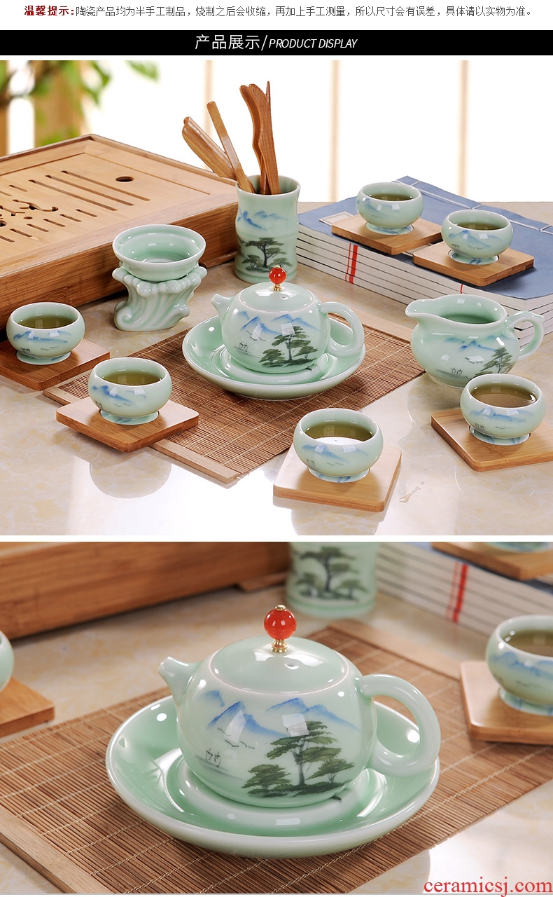 Kung fu tea set suit household Chinese hand-painted jingdezhen ceramic tea office six cups of a complete set of tea sets