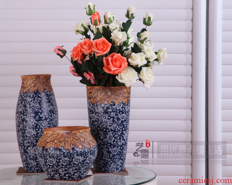 Modern Chinese art show of jingdezhen ceramic vase three-piece porch decorate household act the role ofing is tasted