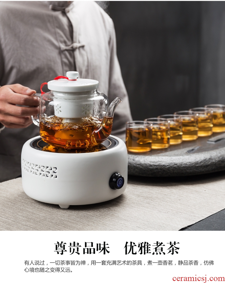 Qin Yi glass tea steamer pu-erh tea boiled tea ware suit ceramic teapot tea set household electrical TaoLu kung fu tea cup