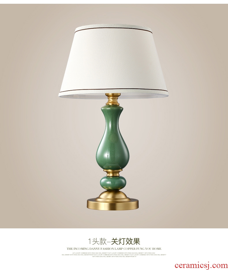 Contracted and contemporary American ceramic decoration lamp european-style full copper sitting room hall example room study bedroom berth lamp