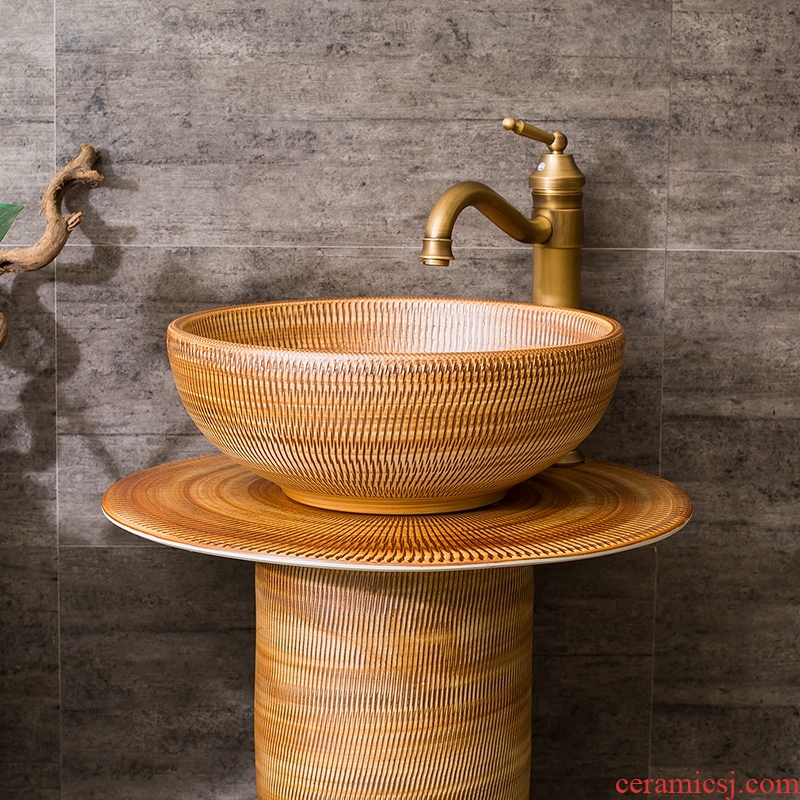 Jingdezhen ceramic column basin to one stage art basin water basin toilet lavabo, balcony suit