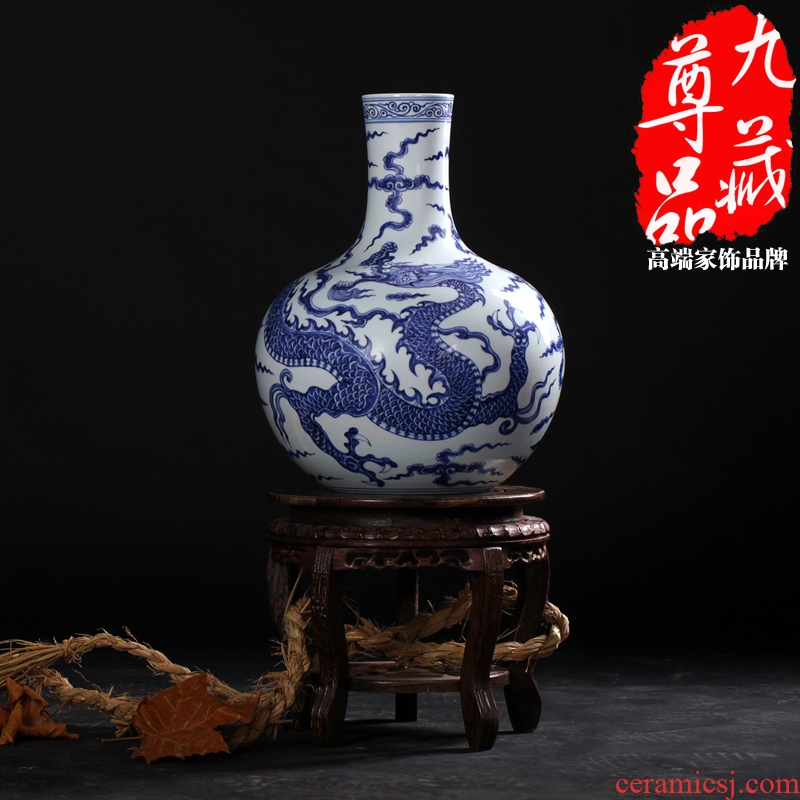 Jingdezhen ceramics imitation Ming xuande blue and white vase YunLongWen celestial home sitting room handicraft furnishing articles