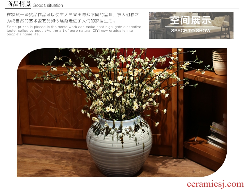 Jingdezhen pottery vase hotel Chinese ground ceramic pottery vase restoring ancient ways creative flower arranging furnishing articles in the living room