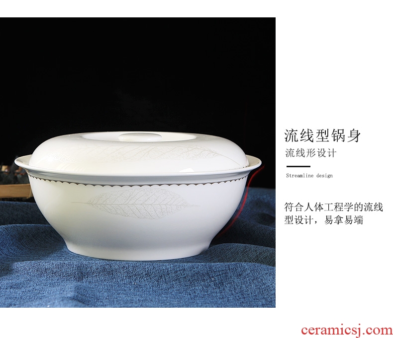 Home supplies pan jingdezhen 9 inches with cover round ceramic soup pot pot creative tableware large bowl of soup bowl