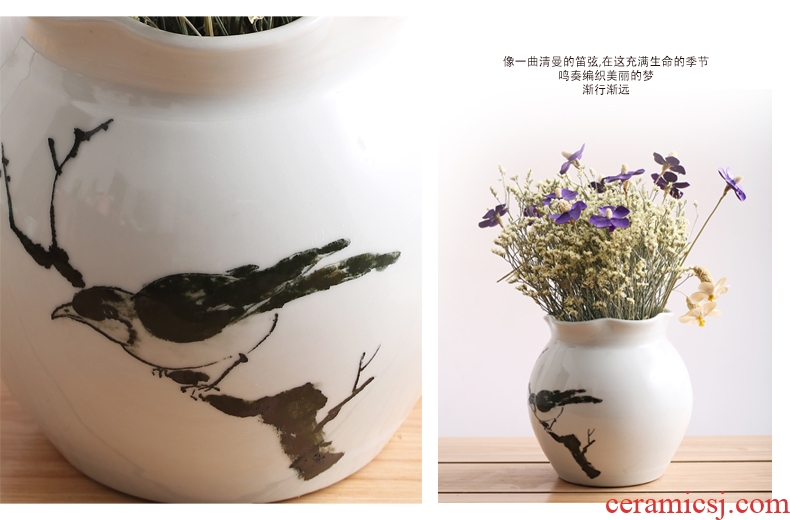 Art show contracted rural modern hand-painted ceramic vase suit jingdezhen porcelain desktop furnishing articles in the living room