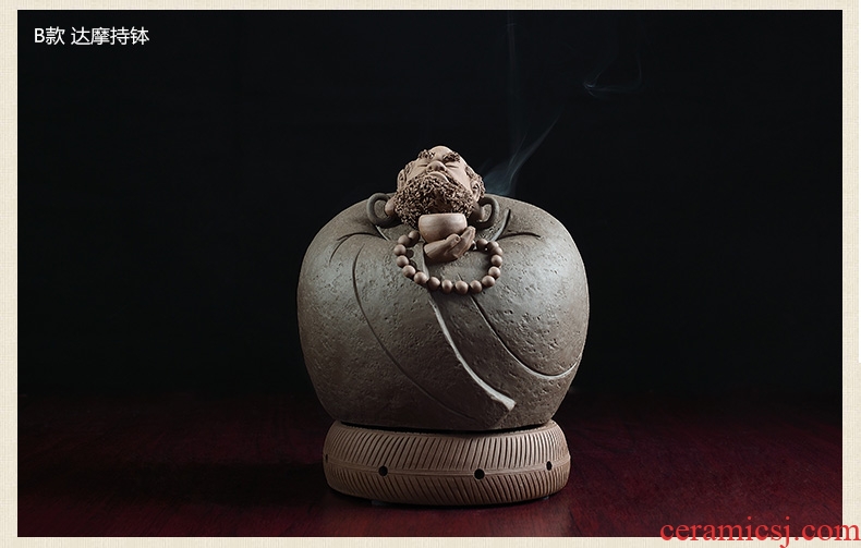 Oriental soil archaize ceramic purple dharma censer household indoor zen sandalwood nerves incense incense burner