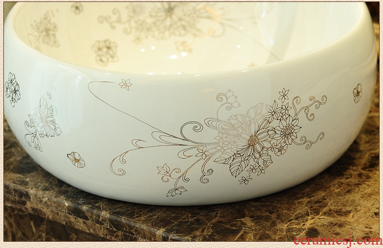 Jingdezhen rain spring bath on the ceramic POTS art basin flower waist drum basin bathroom sink