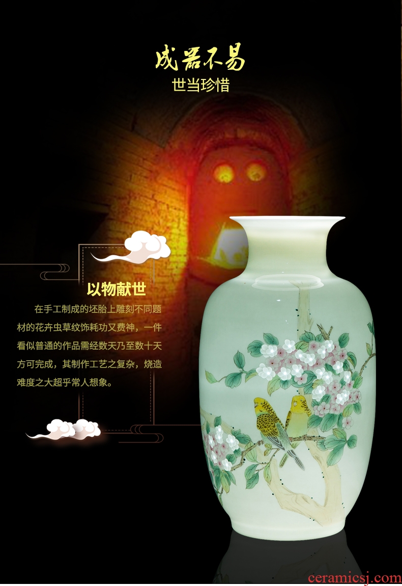 Jingdezhen ceramics master hand knife clay powder enamel vase Chinese sitting room adornment penjing collection gifts