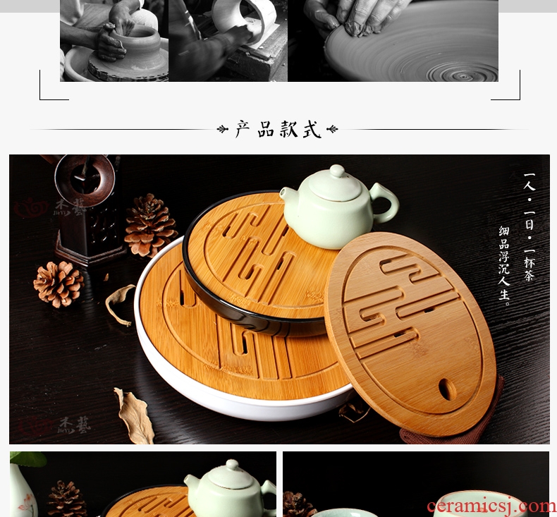 Jade art tea Japanese bamboo melamine dry tea plate imitation ceramic round kung fu tea tray tea sea small tray on sale