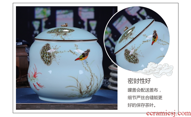 Jingdezhen ceramics hand-painted tea cake box general large puer tea cake tin white tea cake box