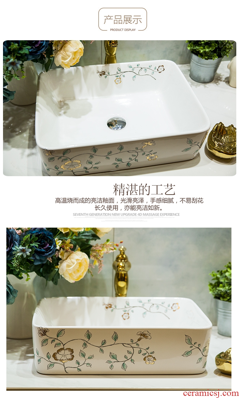Koh larn, qi ceramic sanitary ware of toilet stage basin sink toilet lavatory basin hand-painted gold orchid flowers