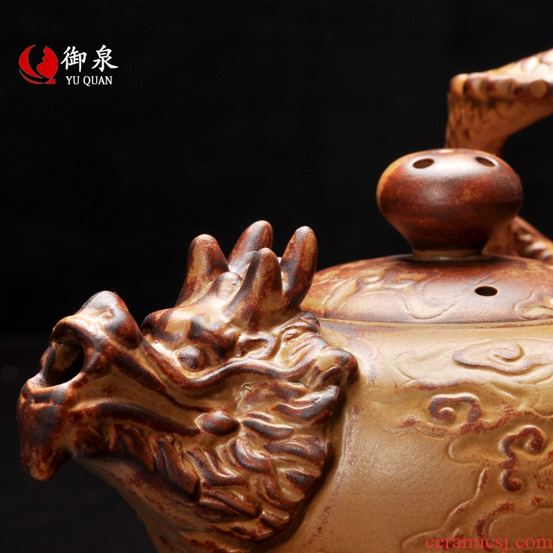 Imperial springs manual coarse pottery teapot kung fu tea set single pot of creative panlong pot of restoring ancient ways of household ceramic teapot