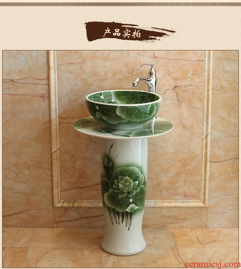 Basin basin art ceramic pillar lavabo on the balcony one-piece toilet lavatory basin sinks pool