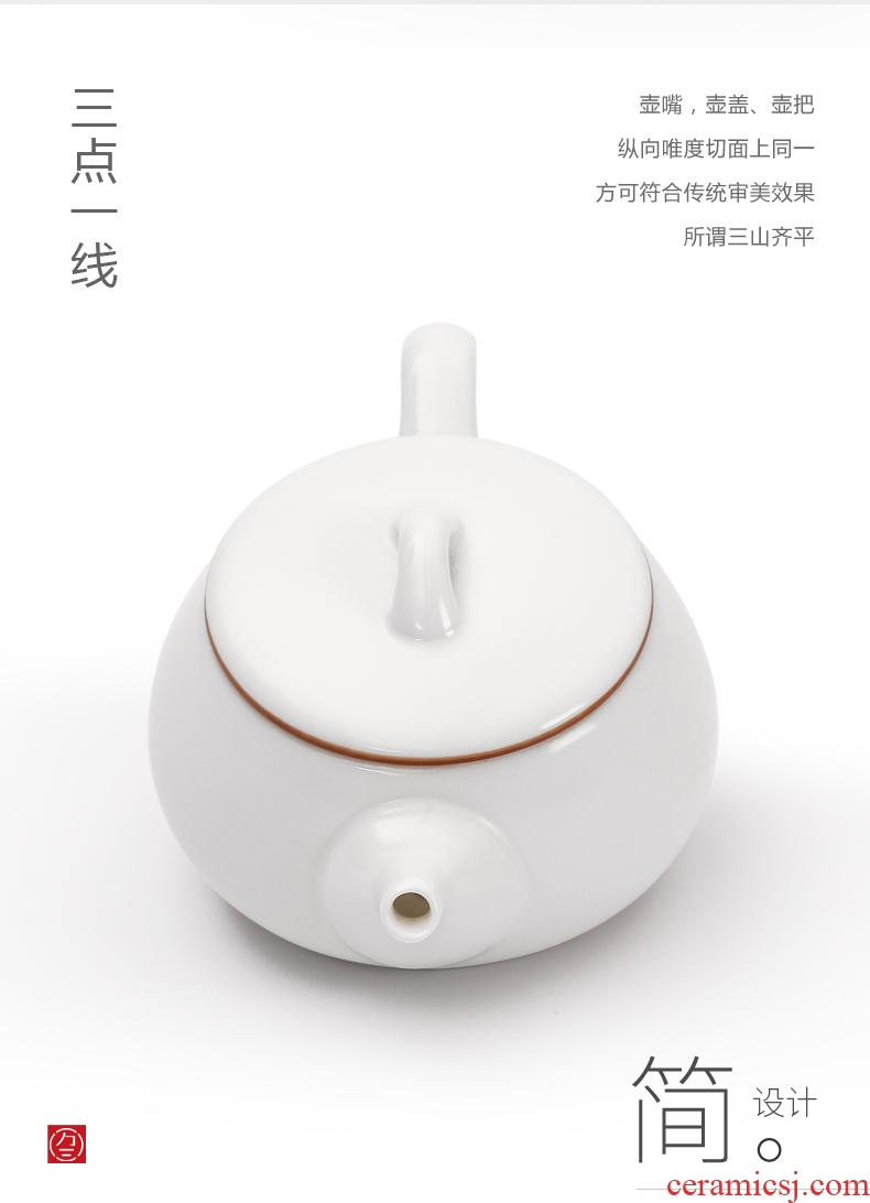Three thousand tea dehua white porcelain Japanese tea kettle great heat-resisting teapot stone gourd ladle pot of ceramic tea set