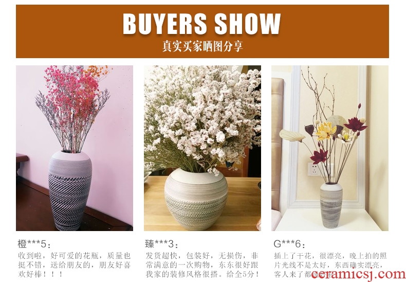 Vintage vase dried flower adornment is placed the sitting room TV wine table flower arranging art ceramic coarse pottery zen POTS