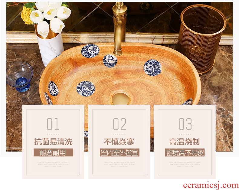 Jingdezhen rain spring basin art ceramic stage basin hotel balcony lavatory toilet oval sink