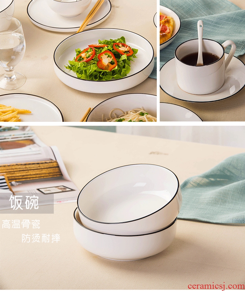 Dishes home suits Japanese northern wind contracted under the glaze ceramic bone China tableware individuality creative European dishes