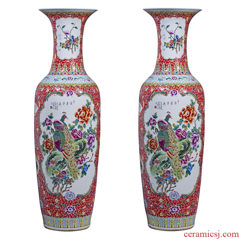 Jingdezhen ceramics hand-painted large vases, antique Chinese style hotel furnishing articles new home decoration large living room