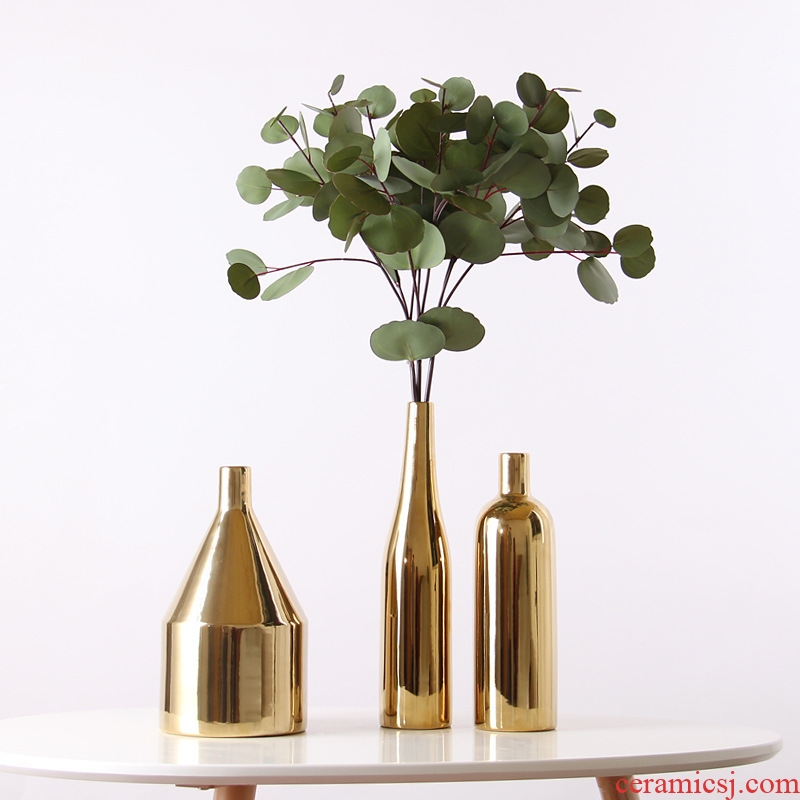 Golden idea Nordic ceramic vase household table wine contemporary and contracted sitting room flower adornment furnishing articles