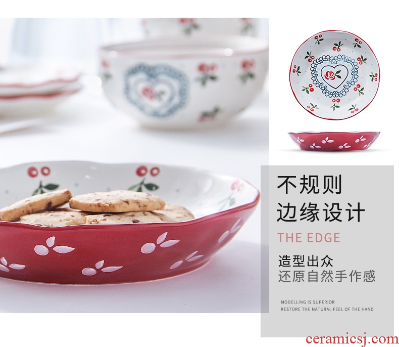 Large dishes suit household to eat bread and butter plate combination of jingdezhen ceramics noodles soup bowl creative Japanese dishes