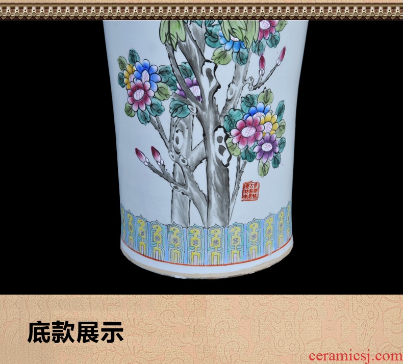 Jingdezhen ceramic of large vases, antique hand-painted famille rose blooming flowers goddess of mercy bottle of large vase