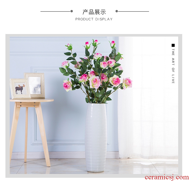 The minister ceramic simulation flower sitting room place decorative flower vases, red and white roses dry flower bouquets of flowers simulation