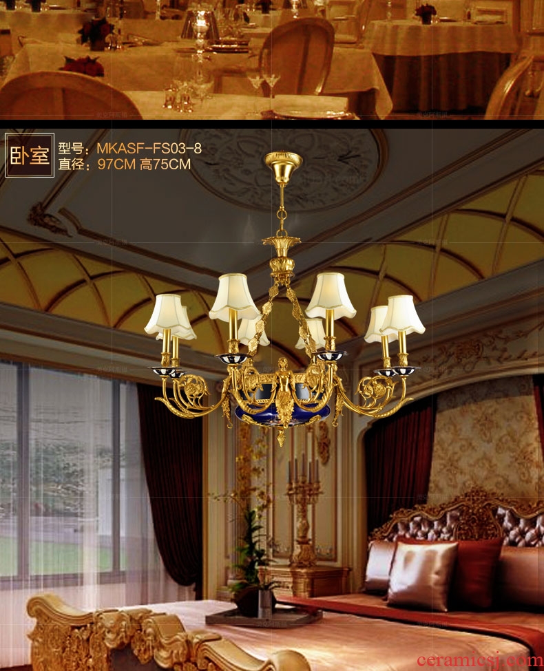 French copper chandelier lights sitting room lights restaurant ceramic lamps and lanterns of european-style luxury villa hall bedroom whole copper chandelier