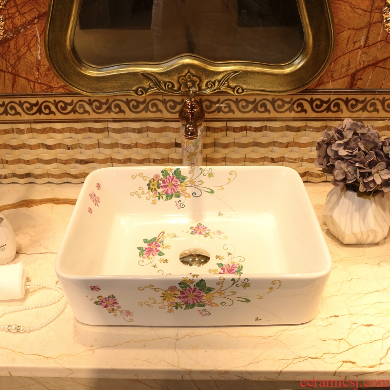 JingWei ceramic stage basin sink household toilet wash gargle rectangular small and pure and fresh art basin