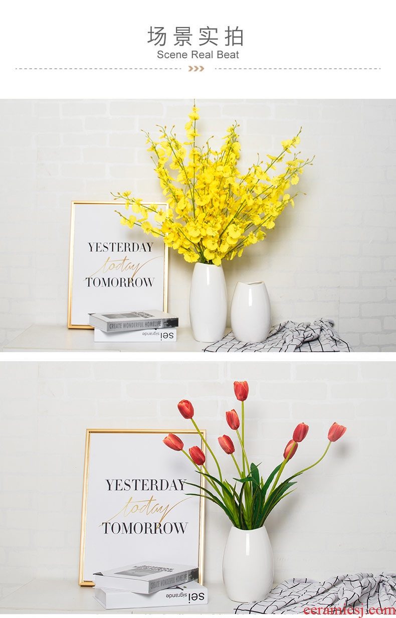 White ceramic vases, contemporary and contracted sitting room dry flower arranging flowers TV ark household decorate the table surface floral furnishing articles