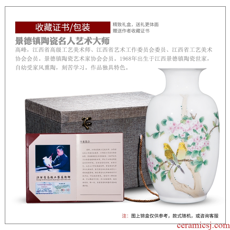 Jingdezhen ceramics master hand knife clay powder enamel vase Chinese sitting room adornment penjing collection gifts