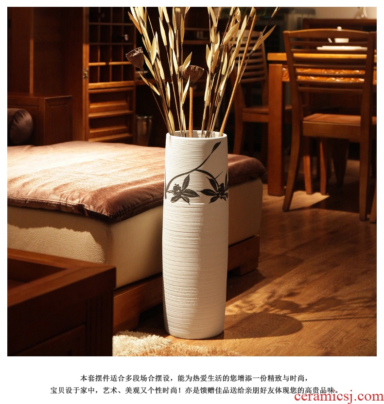 Jingdezhen high pure white vase decoration floor ceramic vase furnishing articles sitting room of Chinese style household porcelain bottle arranging flowers