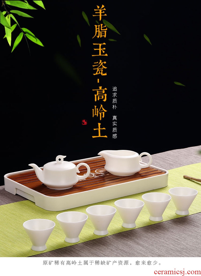 Recreational product master dehua white porcelain tea set of household ceramic teapot tea a complete set of tea cups