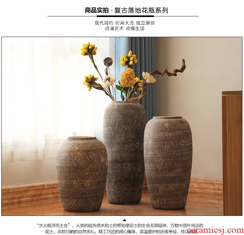 Jingdezhen do old vintage landing crude dry flower flower implement some ceramic jar jar earthenware vase do old big flowerpot soft