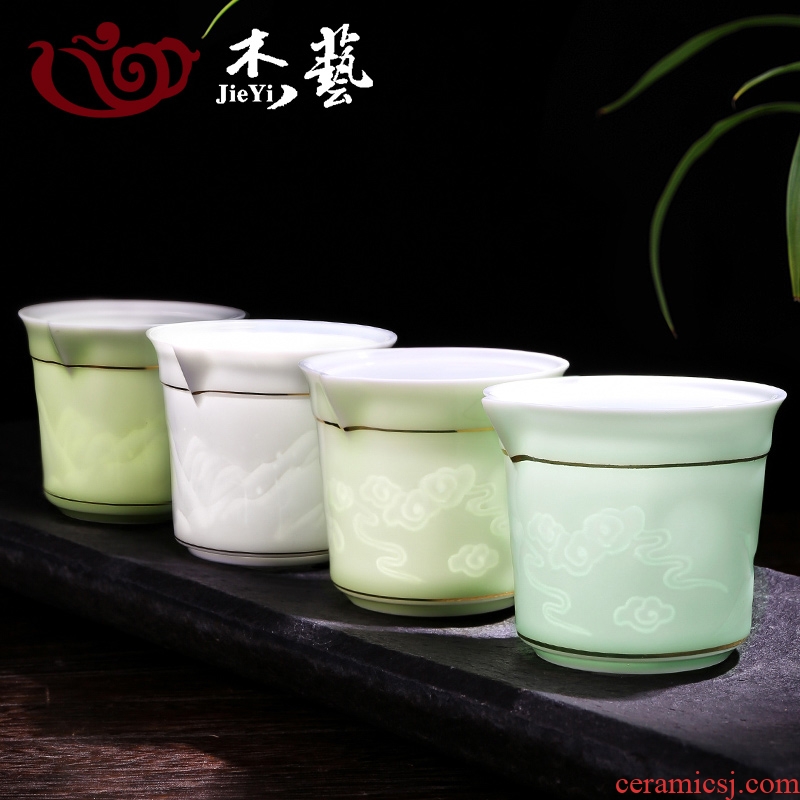 Jade art celadon graven images ceramics fair mug kung fu tea tea tea sea points, large size and a cup of tea accessories