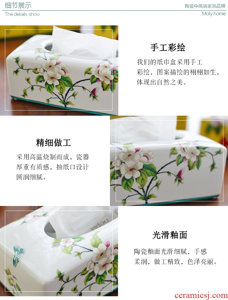 Murphy's new Chinese style classical handmade ceramic tissue box American country decorates sitting room tea table restaurant smoke box