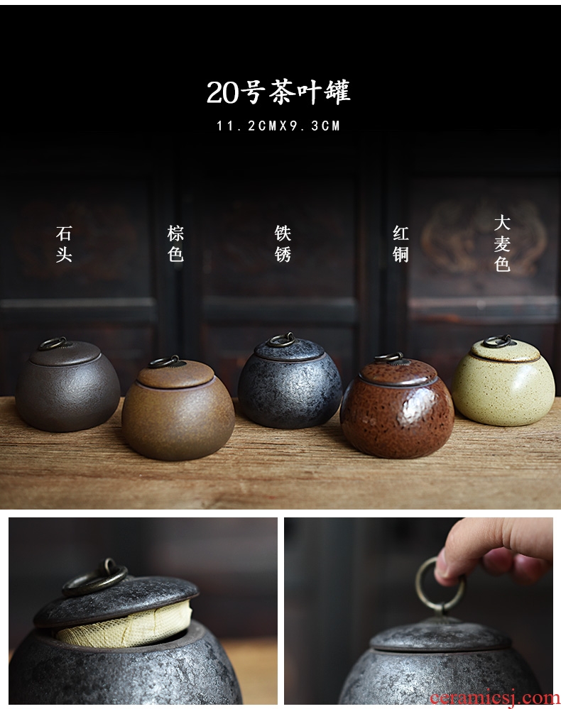 Tao fan ceramic persimmon tea caddy seal storage tanks small POTS kung fu tea set up clearance