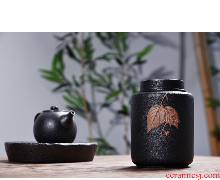 Chen xiang tea set coarse pottery caddy large ceramic POTS of pu 'er tea box sealed cans and receives moistureproof