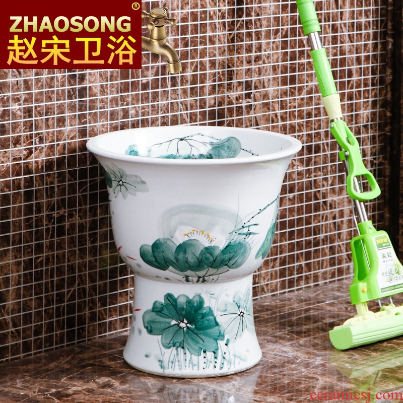 European contracted ceramic art of song dynasty large round mop pool balcony floor mop pool toilet tank lotus
