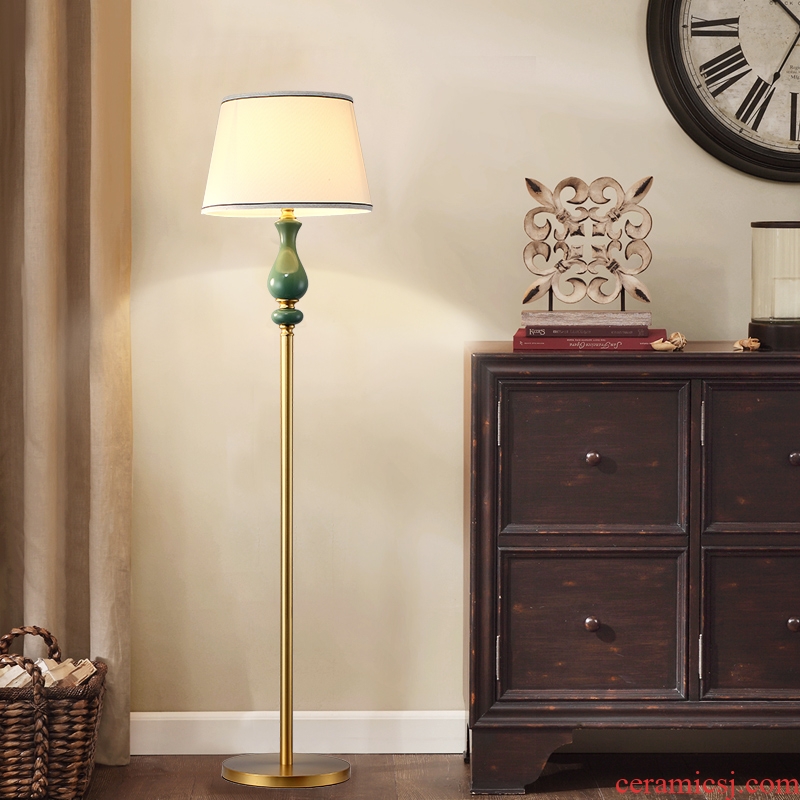 American country full copper ceramic floor lamp decoration simple modern villa berth lamp warm home sitting room study