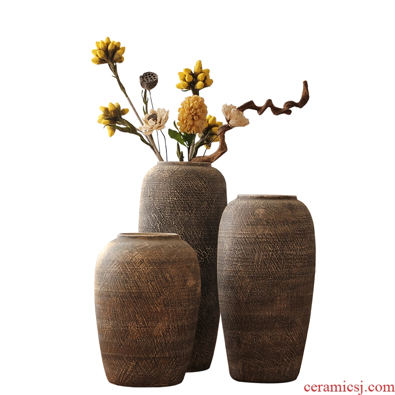 Jingdezhen do old vintage landing crude dry flower flower implement some ceramic jar jar earthenware vase do old big flowerpot soft