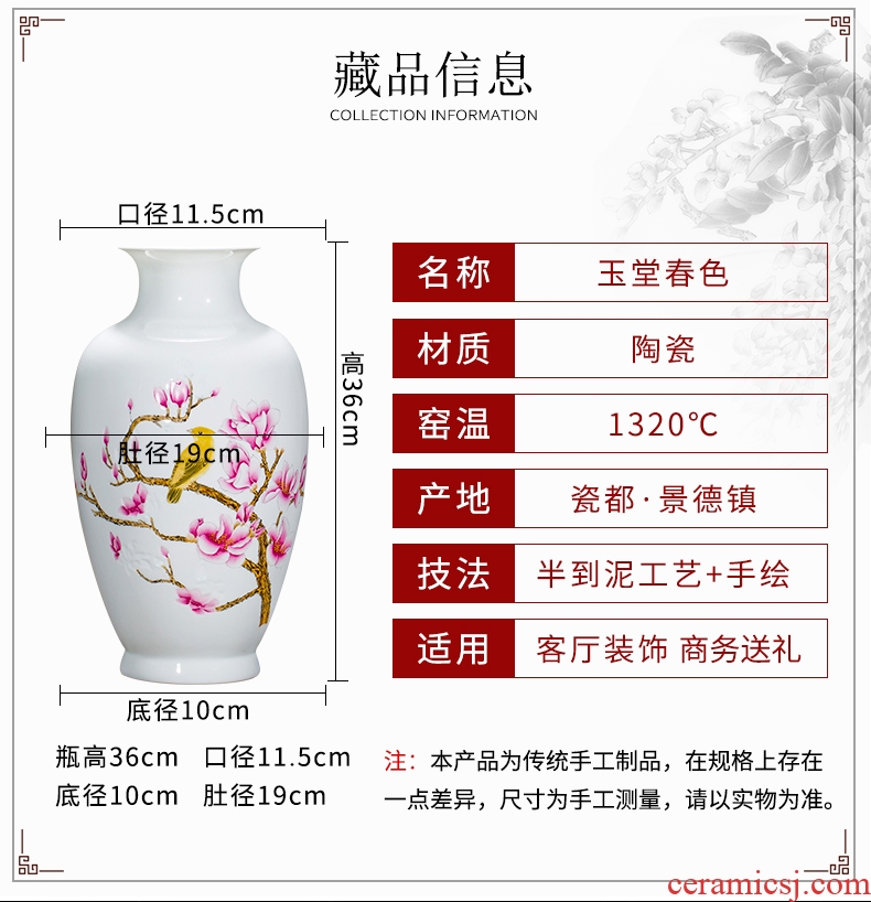 Jingdezhen ceramic vases, master of Chinese creative hand-painted famille rose flower arranging home sitting room porch decoration furnishing articles