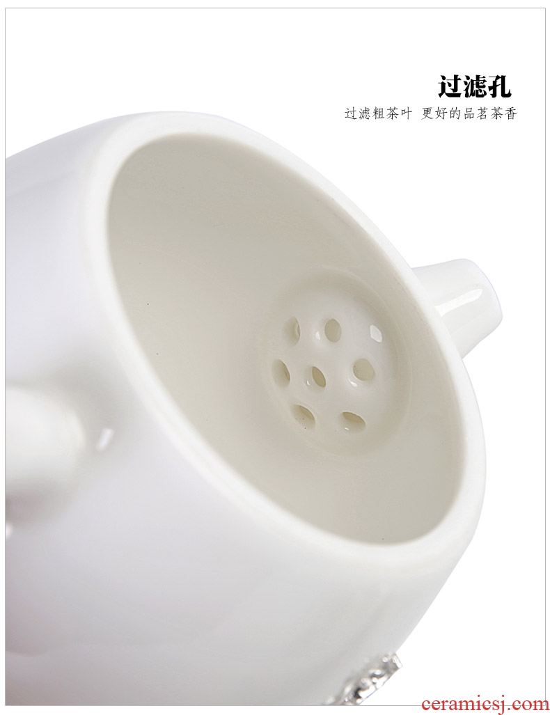 Dehua white porcelain tea set ceramic high silver handmade silver kung fu tea tea tea set gift box