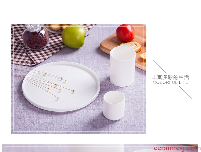 Jingdezhen white bone China tableware tea tray porcelain trays salad plate of fruit bowl pasta pizza plate