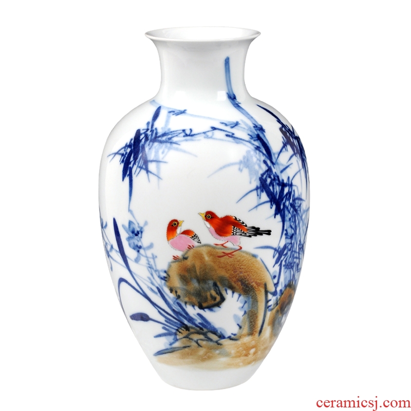Master of jingdezhen ceramics hand-painted modern blue and white porcelain vase household act the role ofing is tasted handicraft furnishing articles