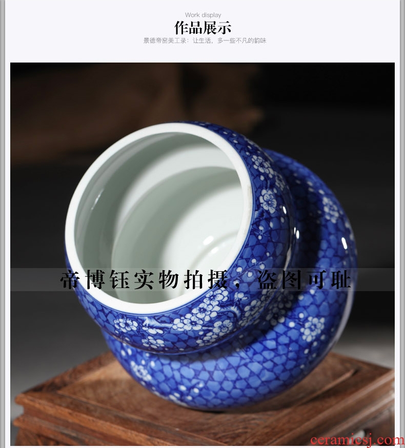 Antique hand-painted porcelain of jingdezhen ceramics ice plum gourd can save tea tea house furnishing articles pure manual pull embryo