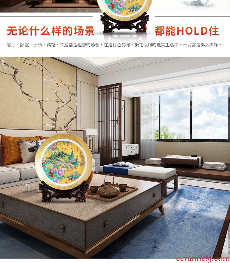 Wine cabinet decoration plate furnishing articles of jingdezhen ceramics crafts rich ancient frame with creative contemporary household vase
