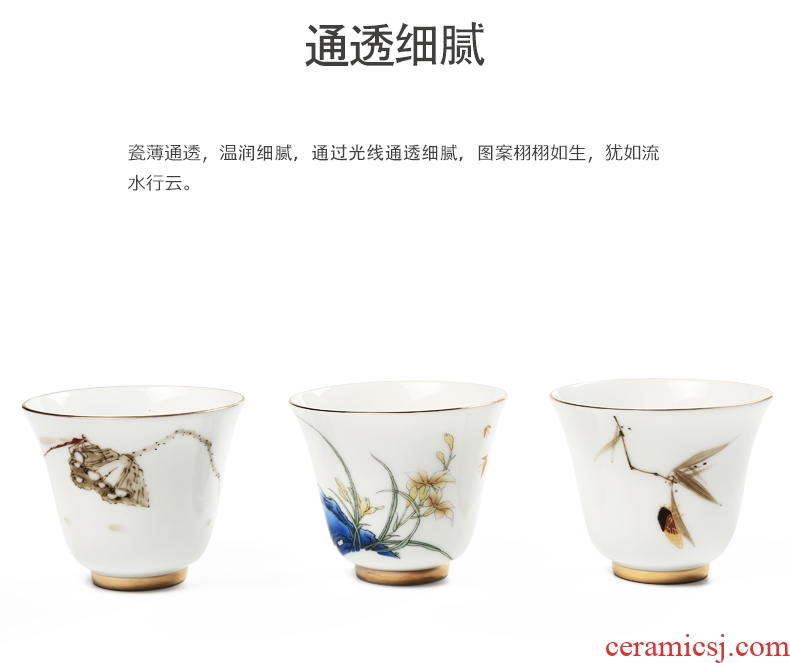 Yipin # $hand-painted paint beam koubei white porcelain tea set personal master sample tea cup glass ceramic cups